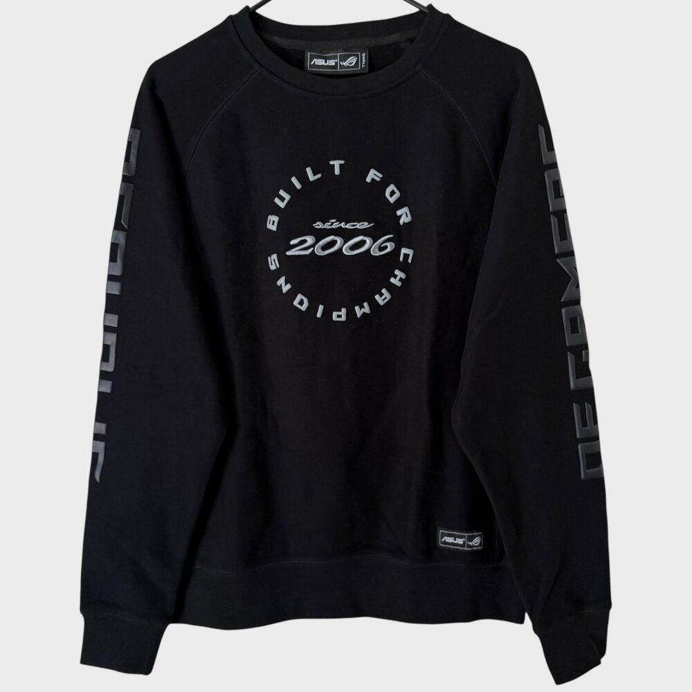 ASUS Heavyweight Embroidered Crewneck Sweatshirt Black Men's Size Small